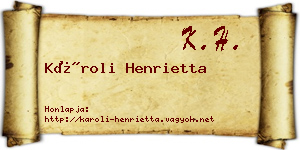 Károli Henrietta névjegykártya